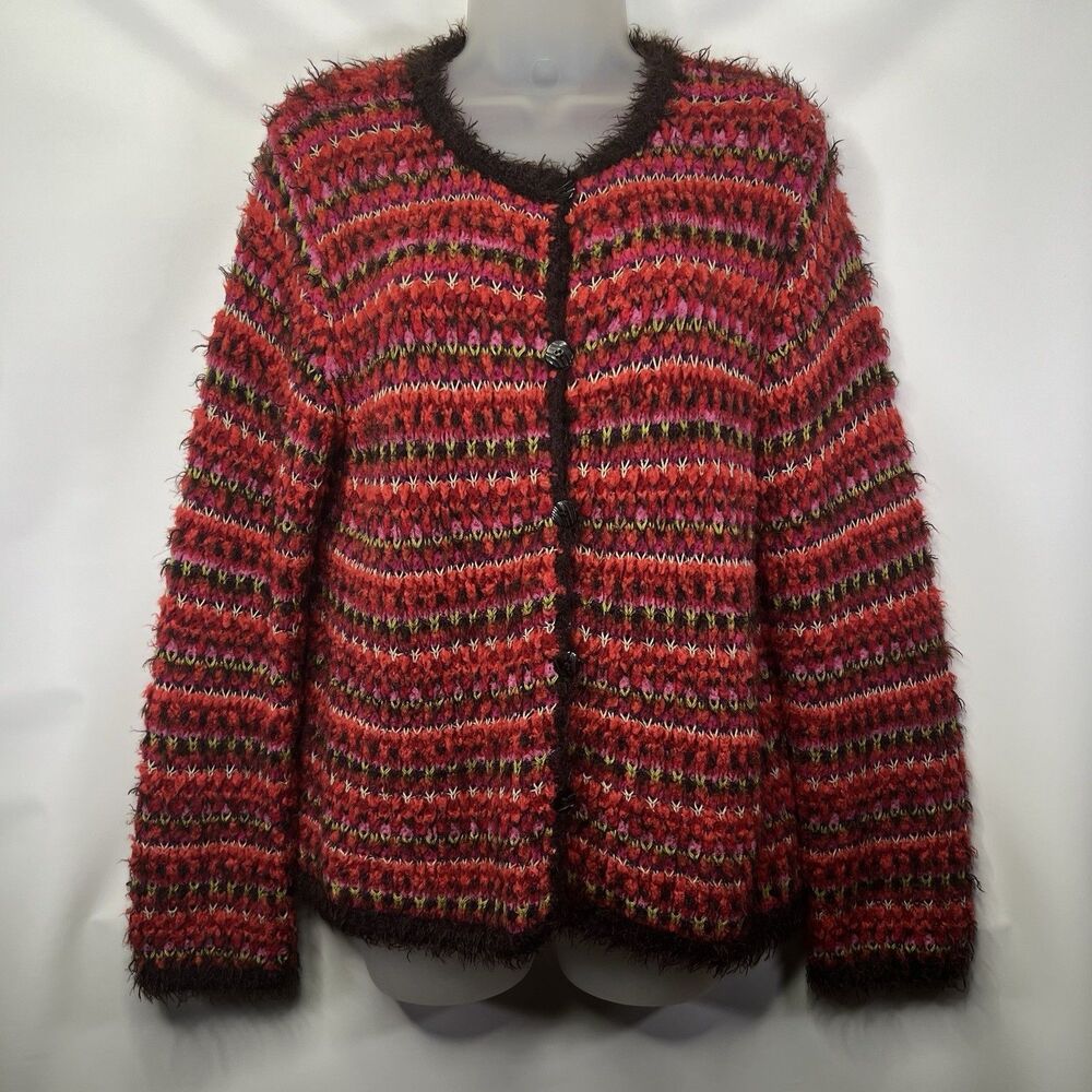 Sigrid Olsen Sport M Cardigan Wool Blend  Hand Knit Vintage Grandmacore Sz S